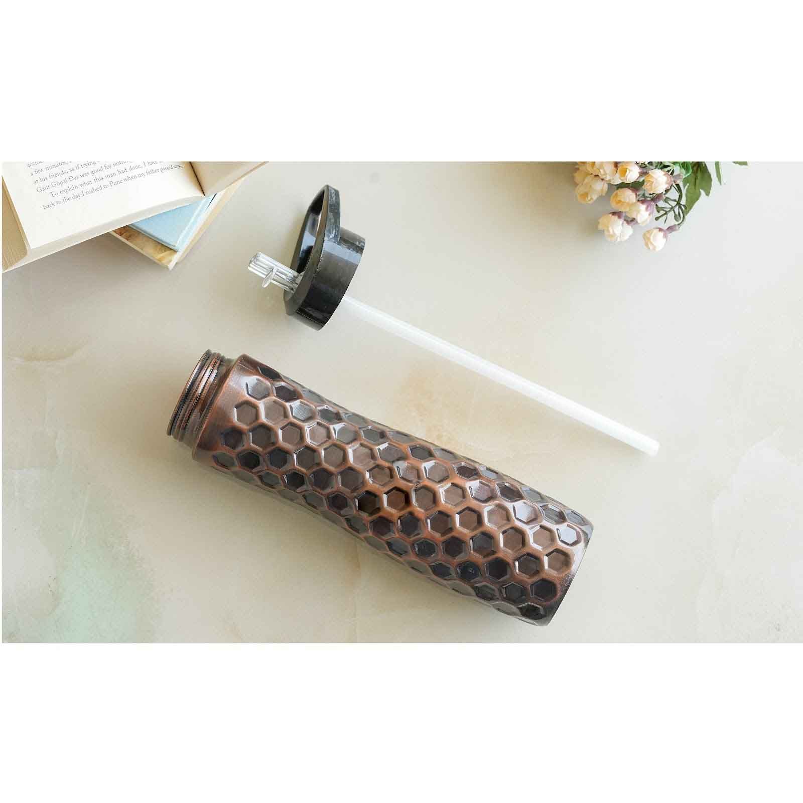 Pure copper bottle with sipper design, antiquedark - 900 ML 121